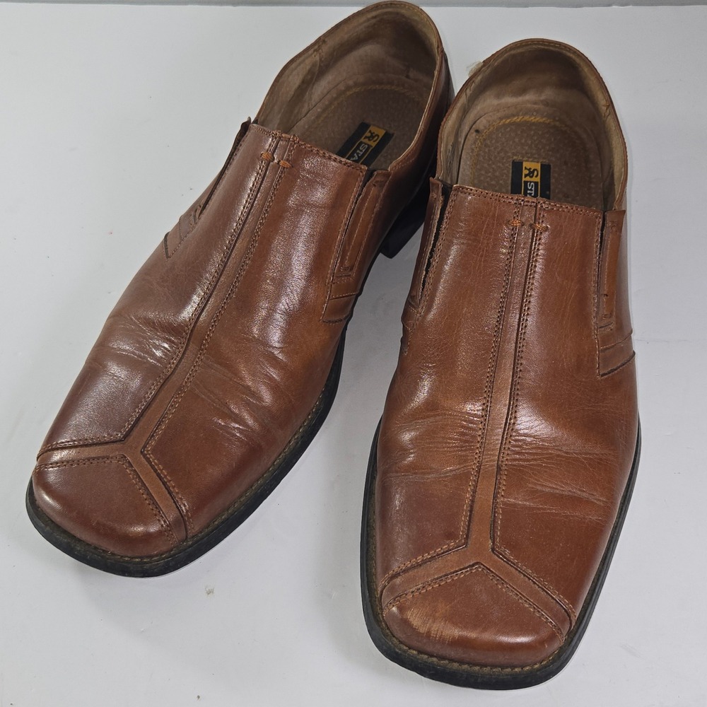 Stacy Adams Mens Brown Leather Slip On Dress Shoes Size 11